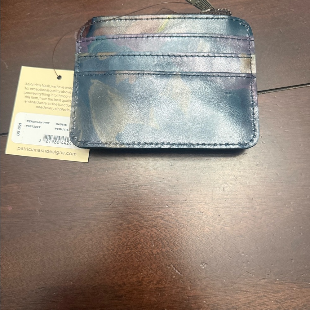Patricia Nash Blue Floral Leather Card Holder - Picture 2 of 2